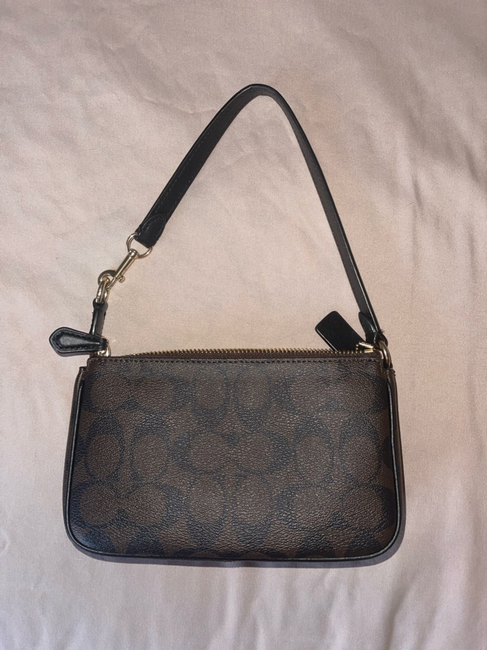 COACH Signature Leather Wristlet (Nolita 19) in Brown/Black - Gold Hardware - Picture 2 of 2